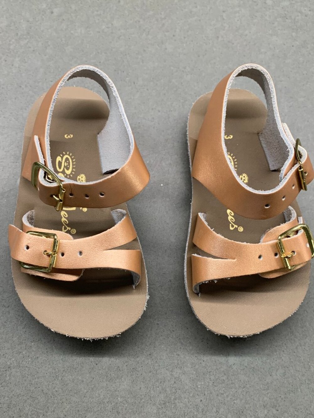 Salt Water Sandals Rose Gold Leather Sandals Size 3 NWOT Unworn Toddler